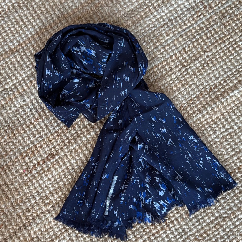 Eileen Fisher Navy Abstract Scarf